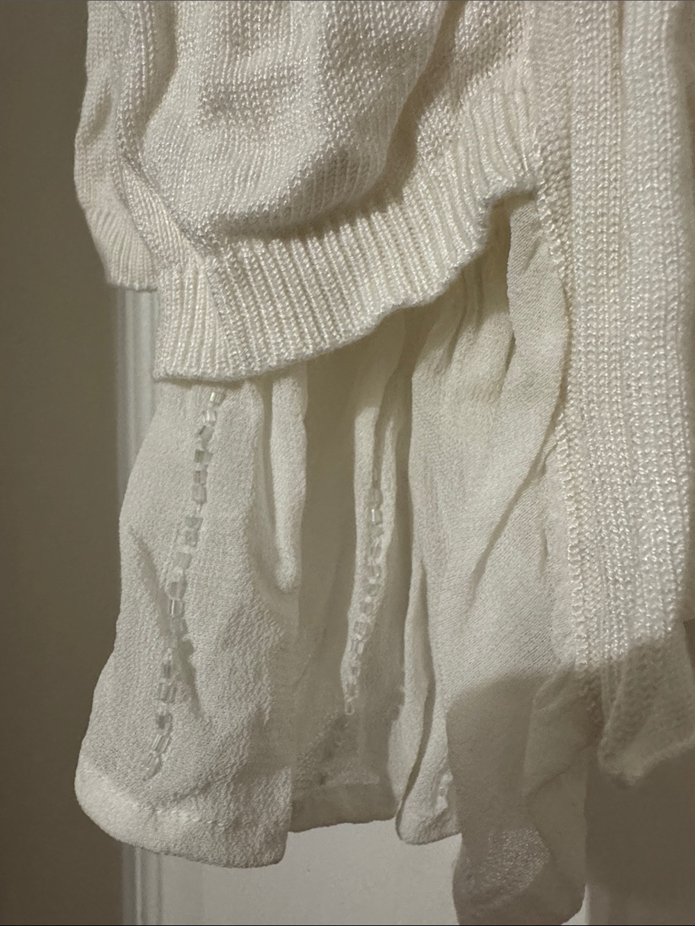 Chan Luu Cream Open-Front Ruffle Hem Cardigan - Picture 3 of 8